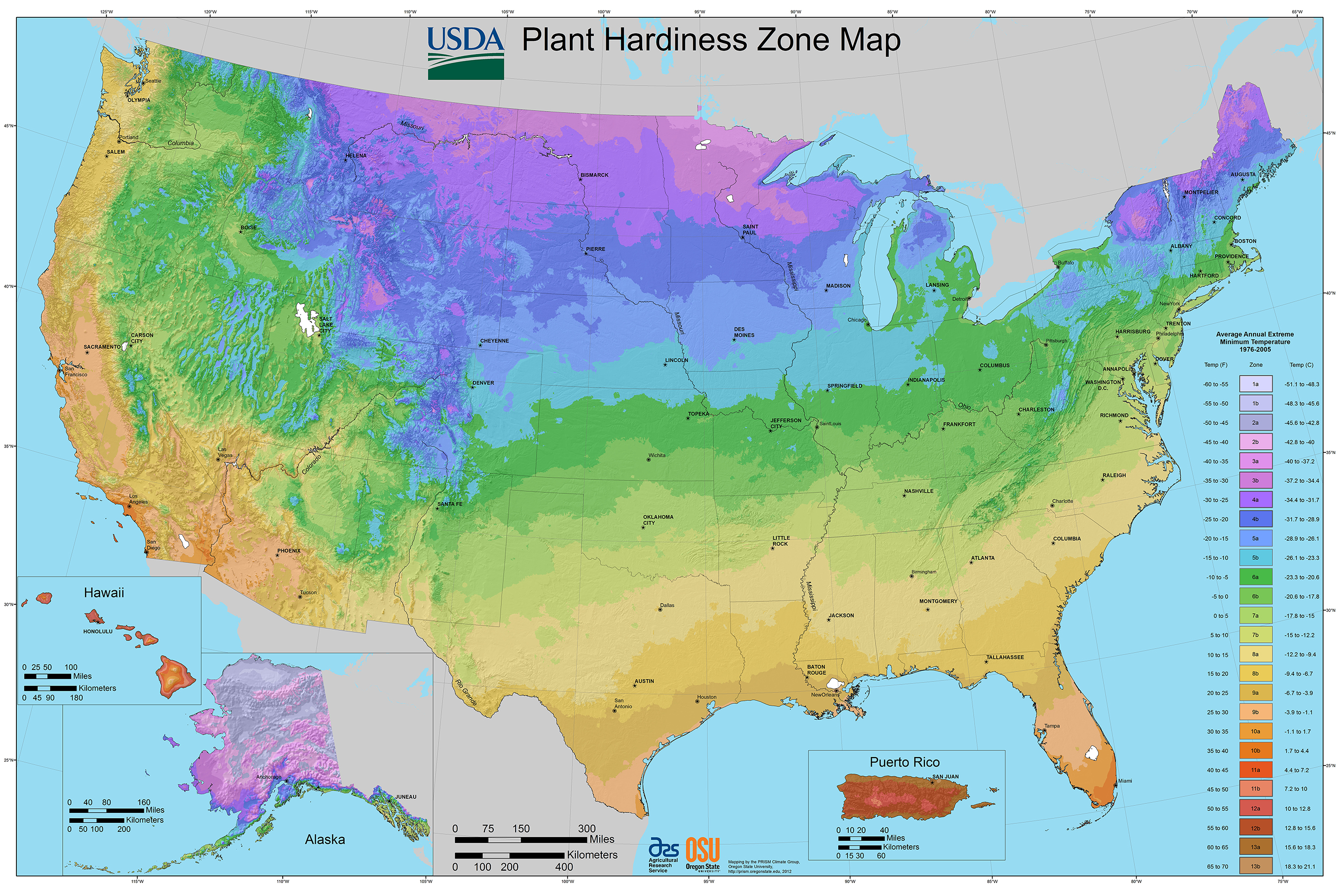 Plant Hardiness Zone Map U.S. - One Green World